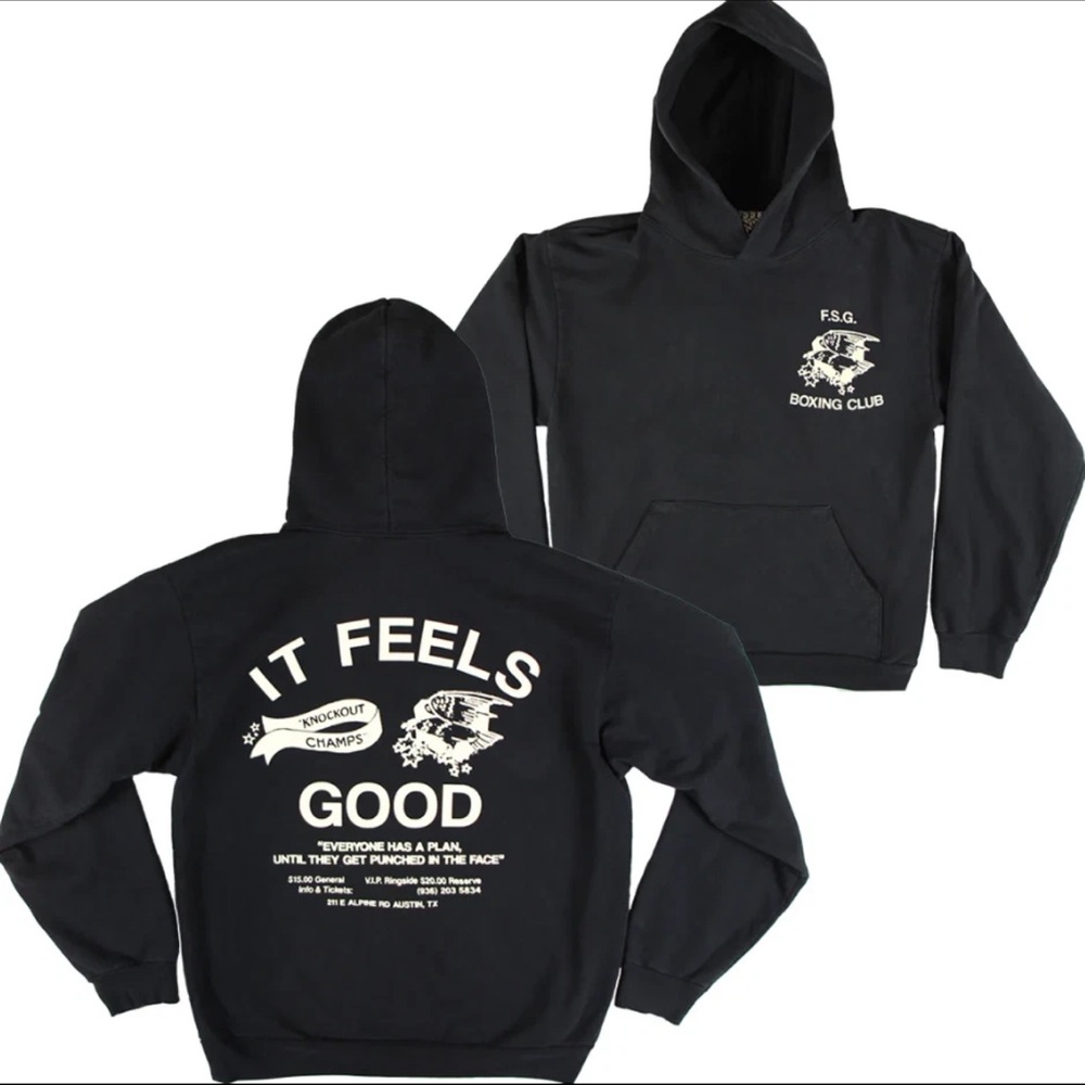 Feels So Good FSG Boxing Club Heavyweight Graphic Hoodie Sweatshirt Austin Small